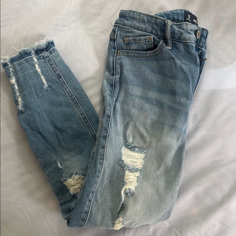 Hollister Blue Skinny Jeans with Distressed Details